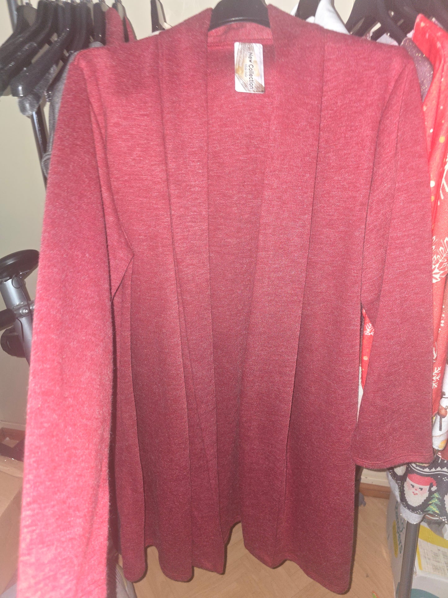 Gilet long uni rouge