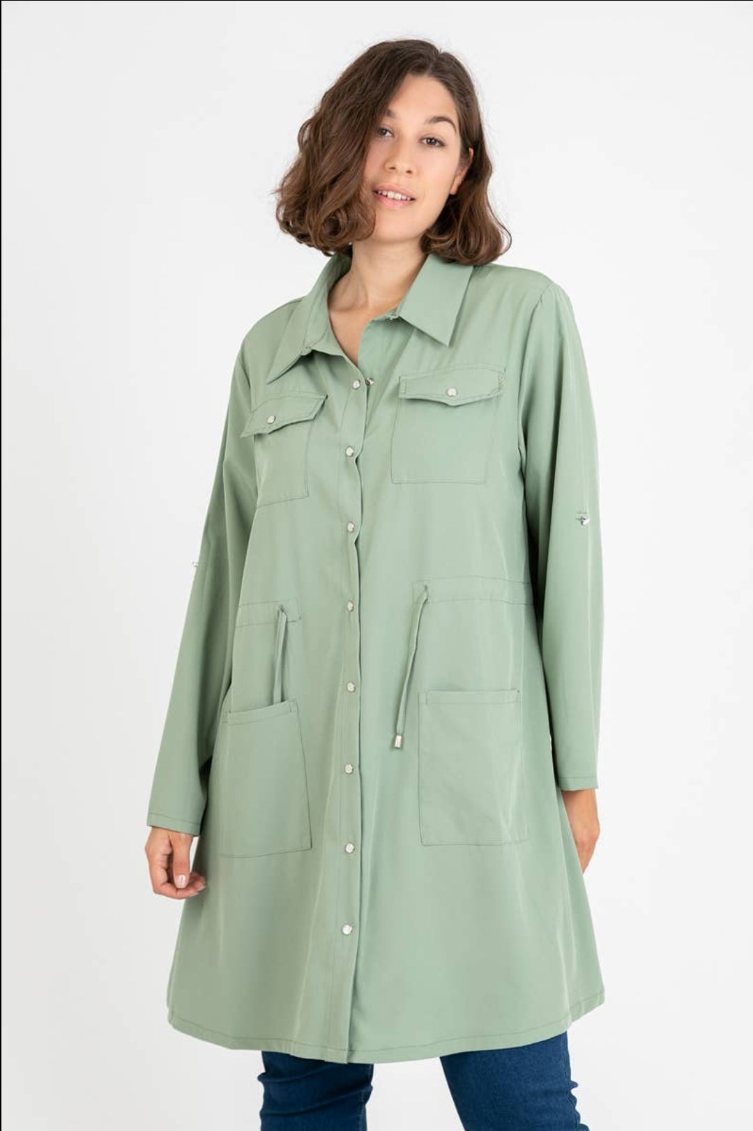 Veste-robe unie verte
