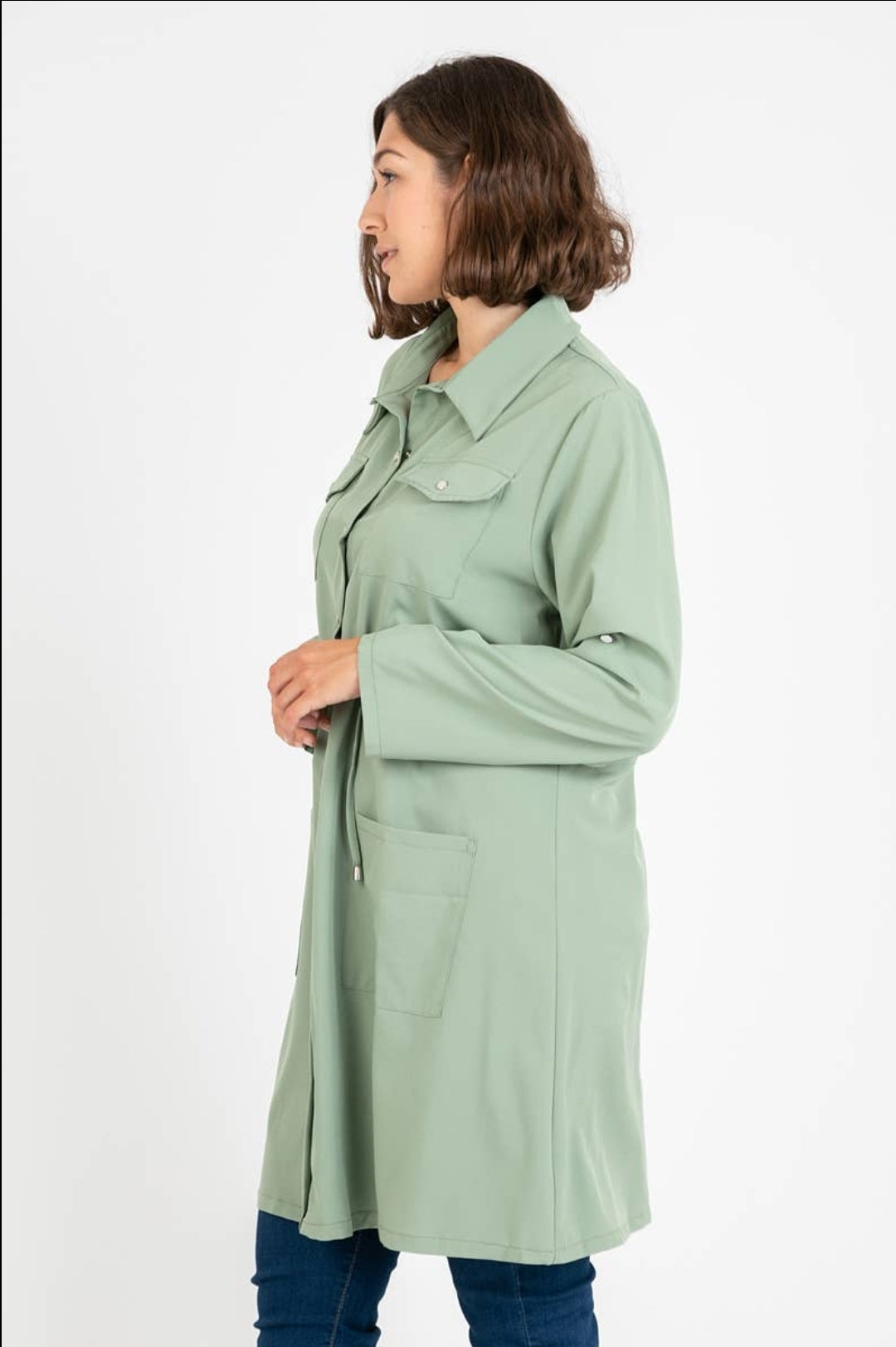 Veste-robe unie verte