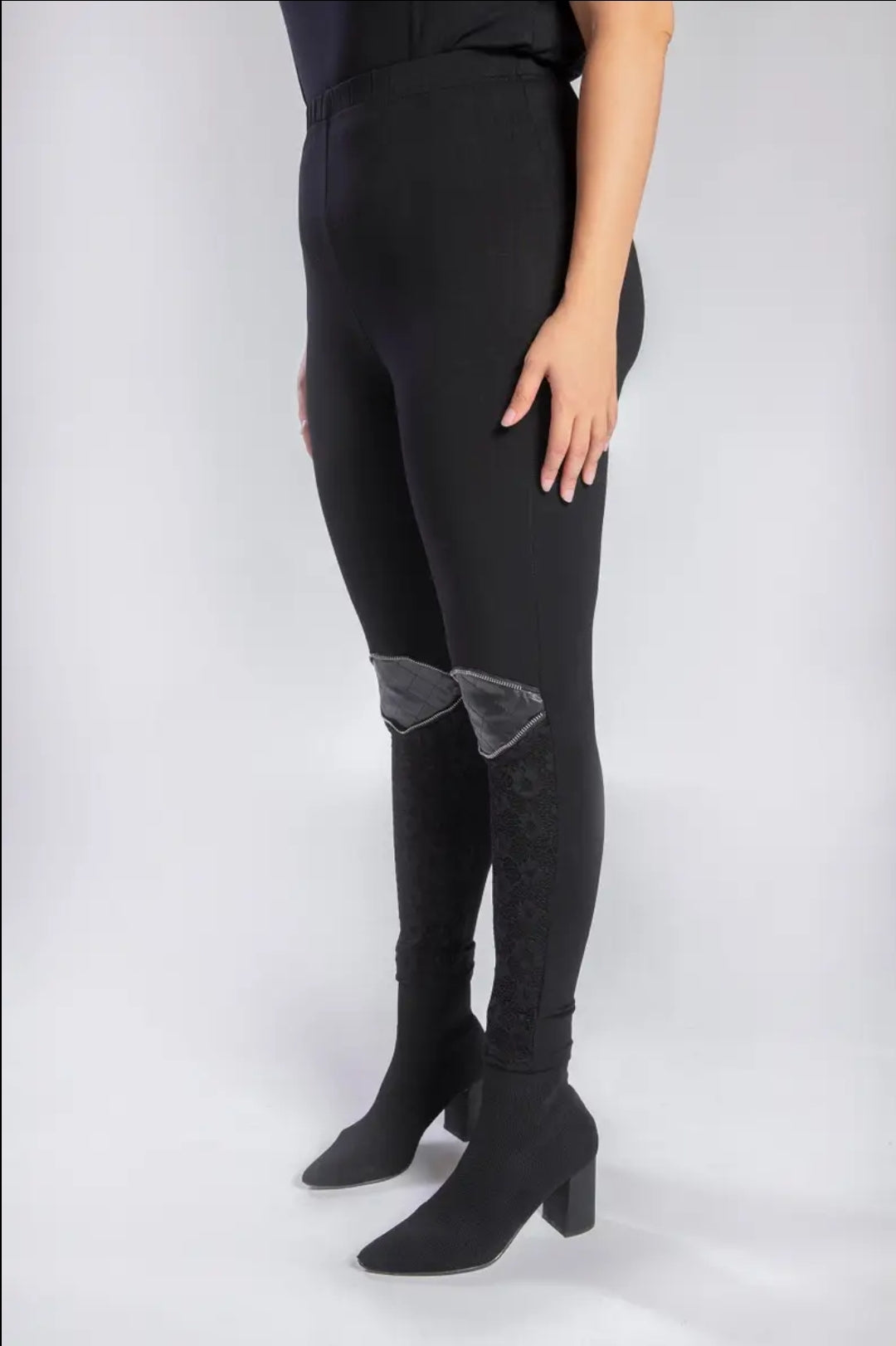 Leggings avec patch similicuir