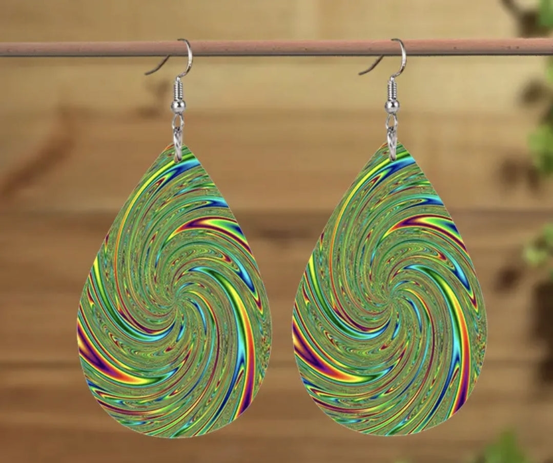 Boucles d'oreilles vert spirale