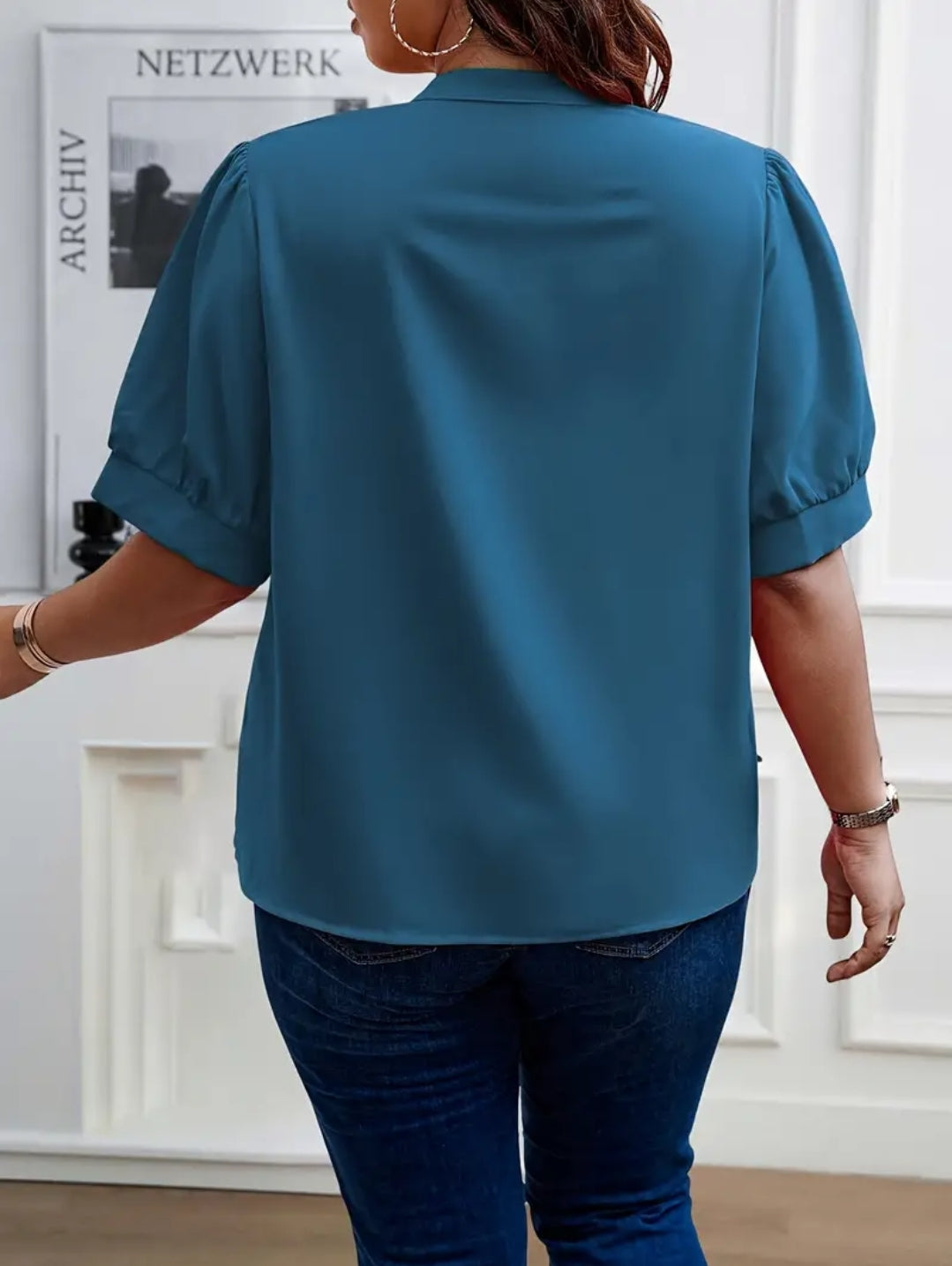 Blouse unie bleue