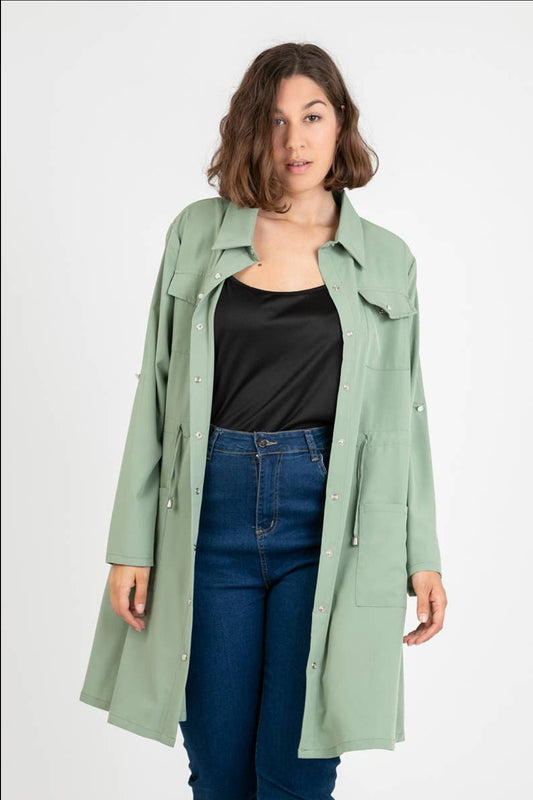 Veste-robe unie verte