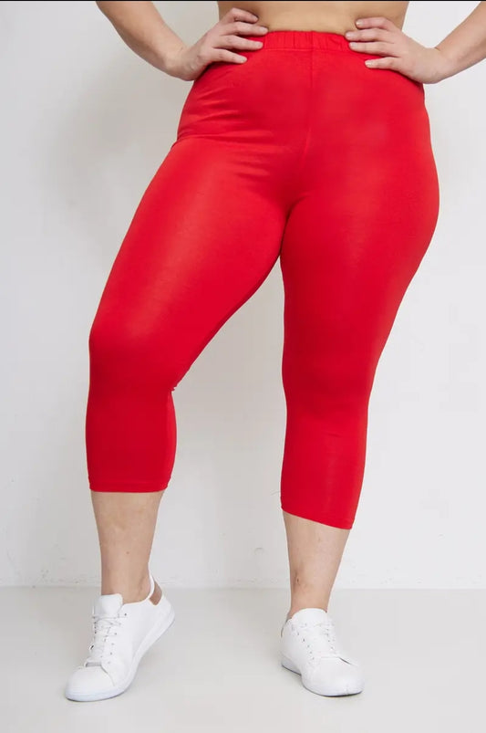 Leggings court basique rouge