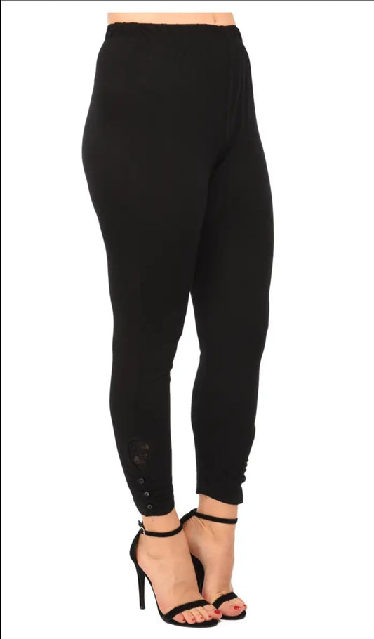 Leggings avec boutons et dentelle