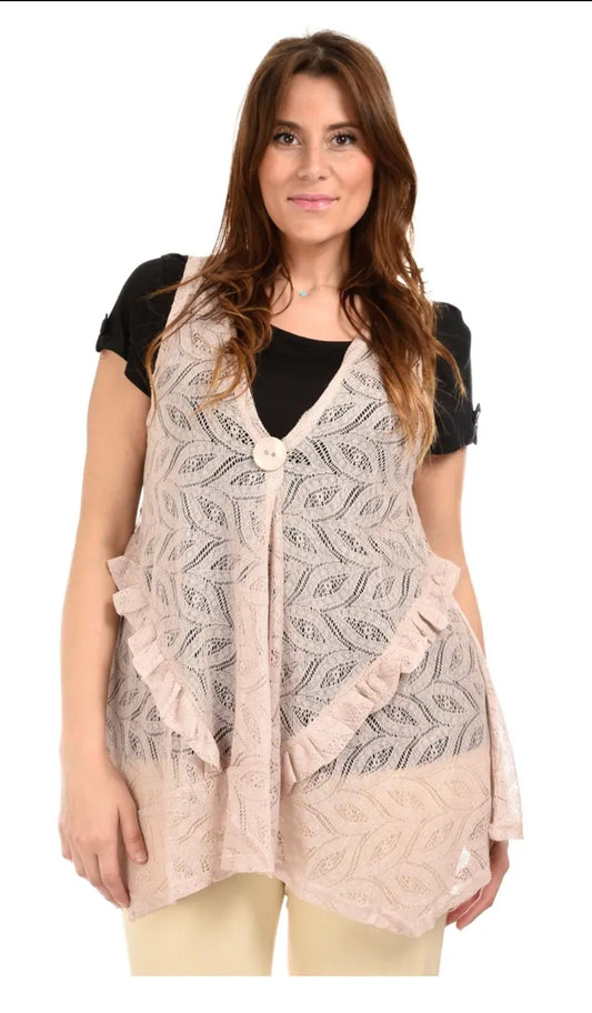 Ensemble top dentelle beige + t-shirt noir