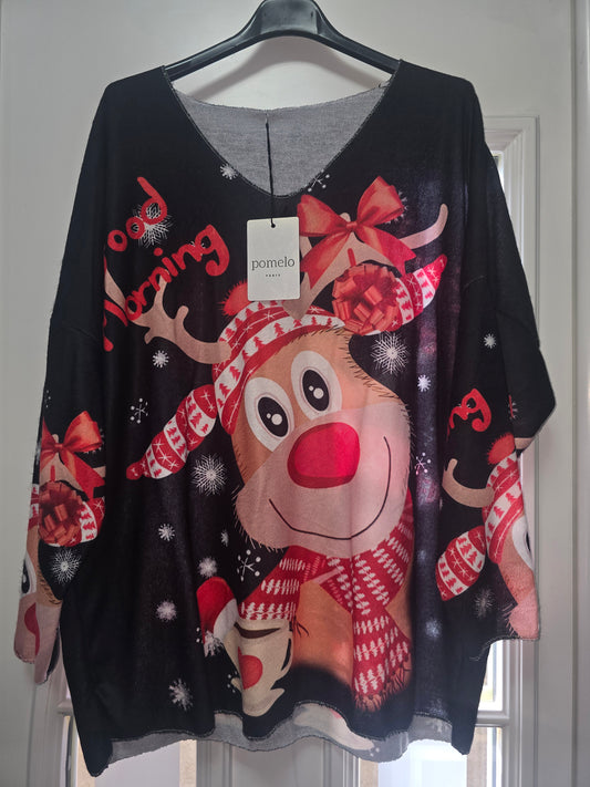 Pull de 🤶  Noël reine🦌 noir