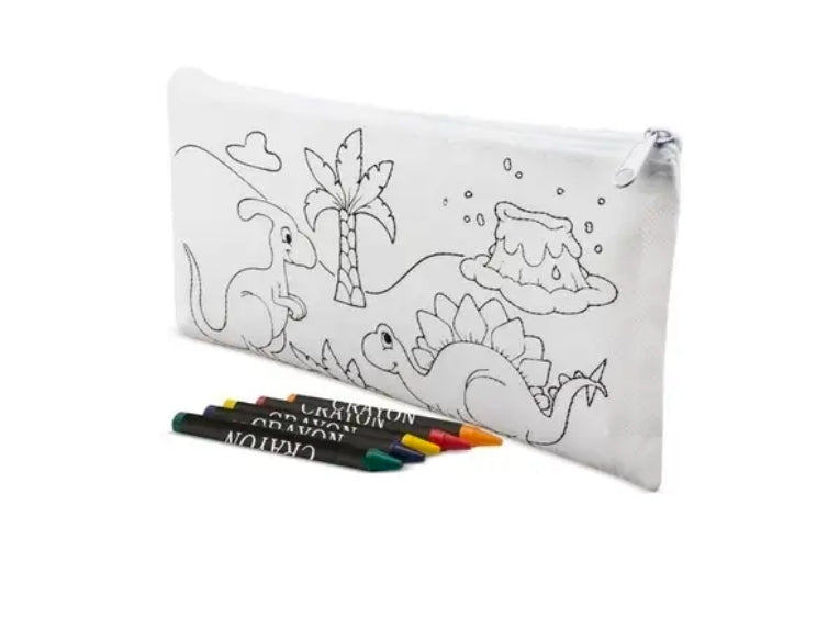 Trousse dinosaures à colorier